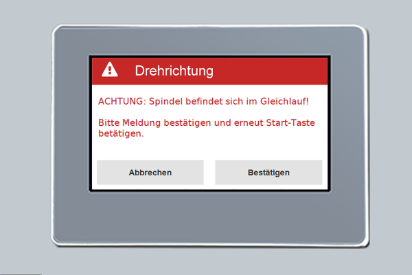 Status- und Fehlermeldungen via Touchscreen